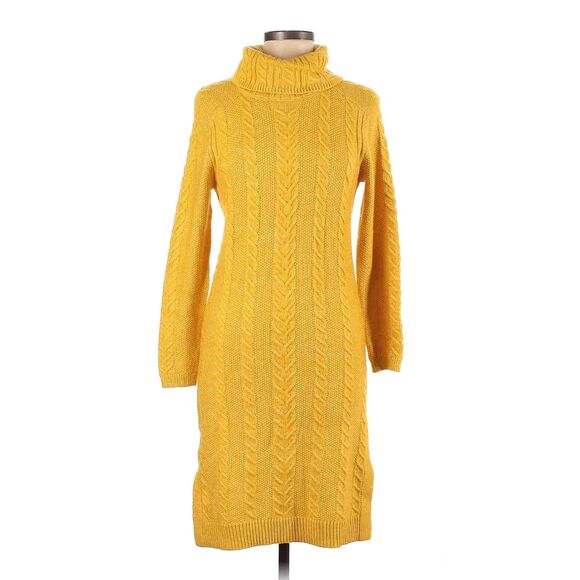 NWT Ann Taylor Yellow Cable Knit Long Sleeve Turtleneck Dress varios size - Picture 4 of 4
